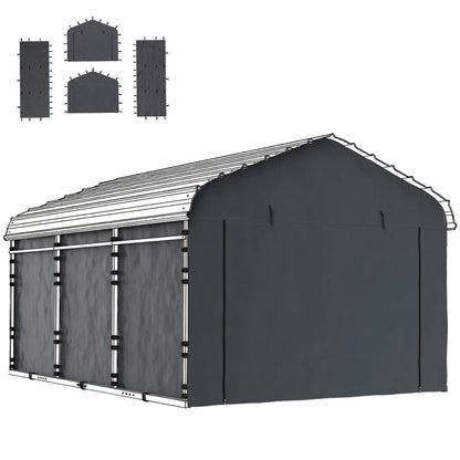 Replacement Canopy Cover Sidewalls, 12' x 20', UPF50+ Waterproof, Dark Grey Car Shelters Dark Grey at Gallery Canada