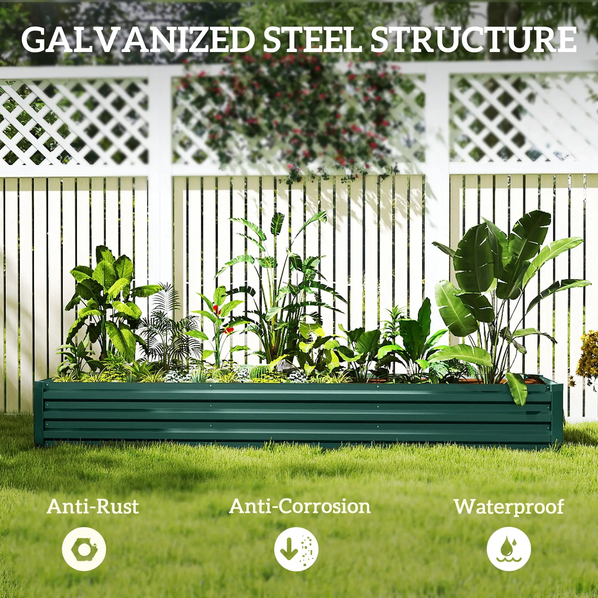 8'x2'x1' Galvanized Raised Bed, Elevated Planter Box, Green Raised Garden Beds at Gallery Canada