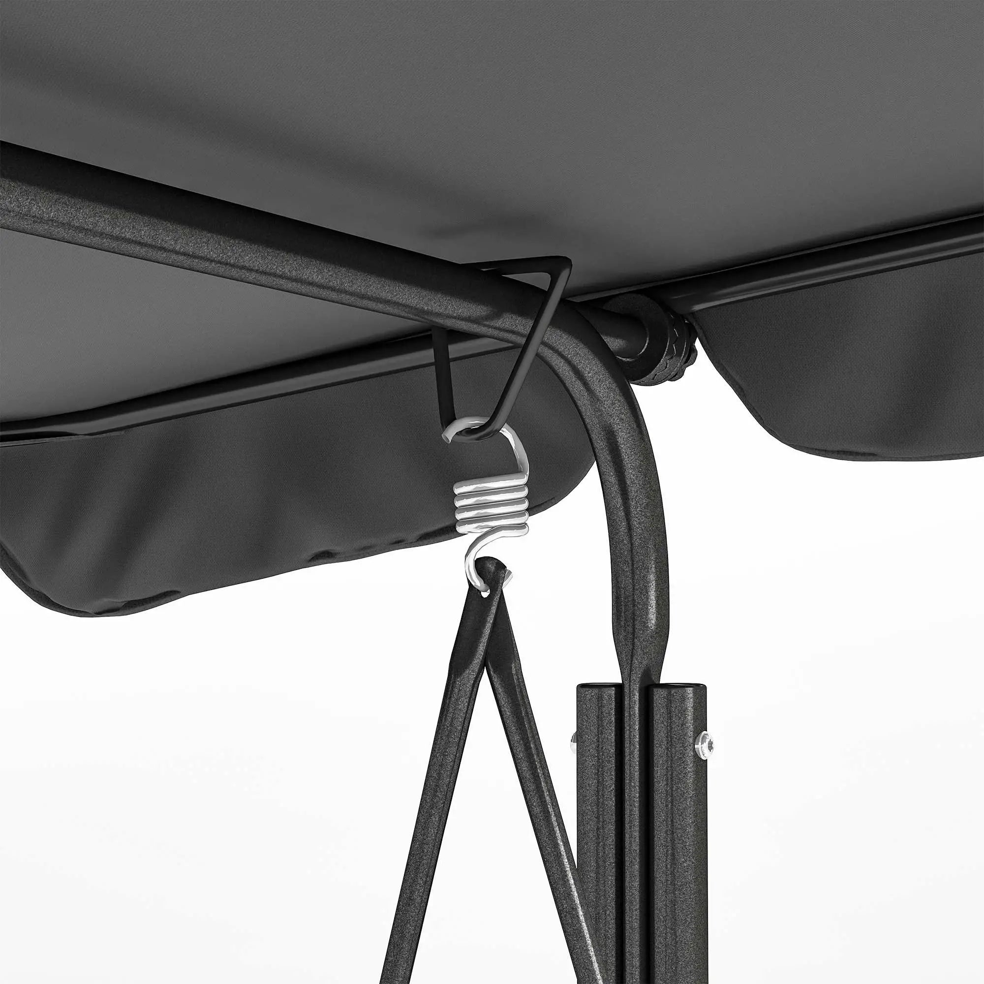 3-Seater Outdoor Porch Swing With Canopy, Black Patio Swings with Stand at Gallery Canada