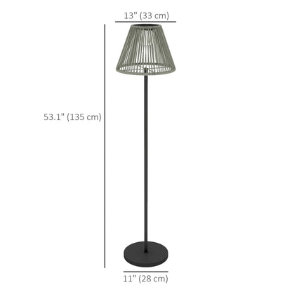 Wicker Outdoor Floor Lamp, Solar Lantern, Auto LED Lights, IP44, Grey Solar Post Lamps at Gallery Canada