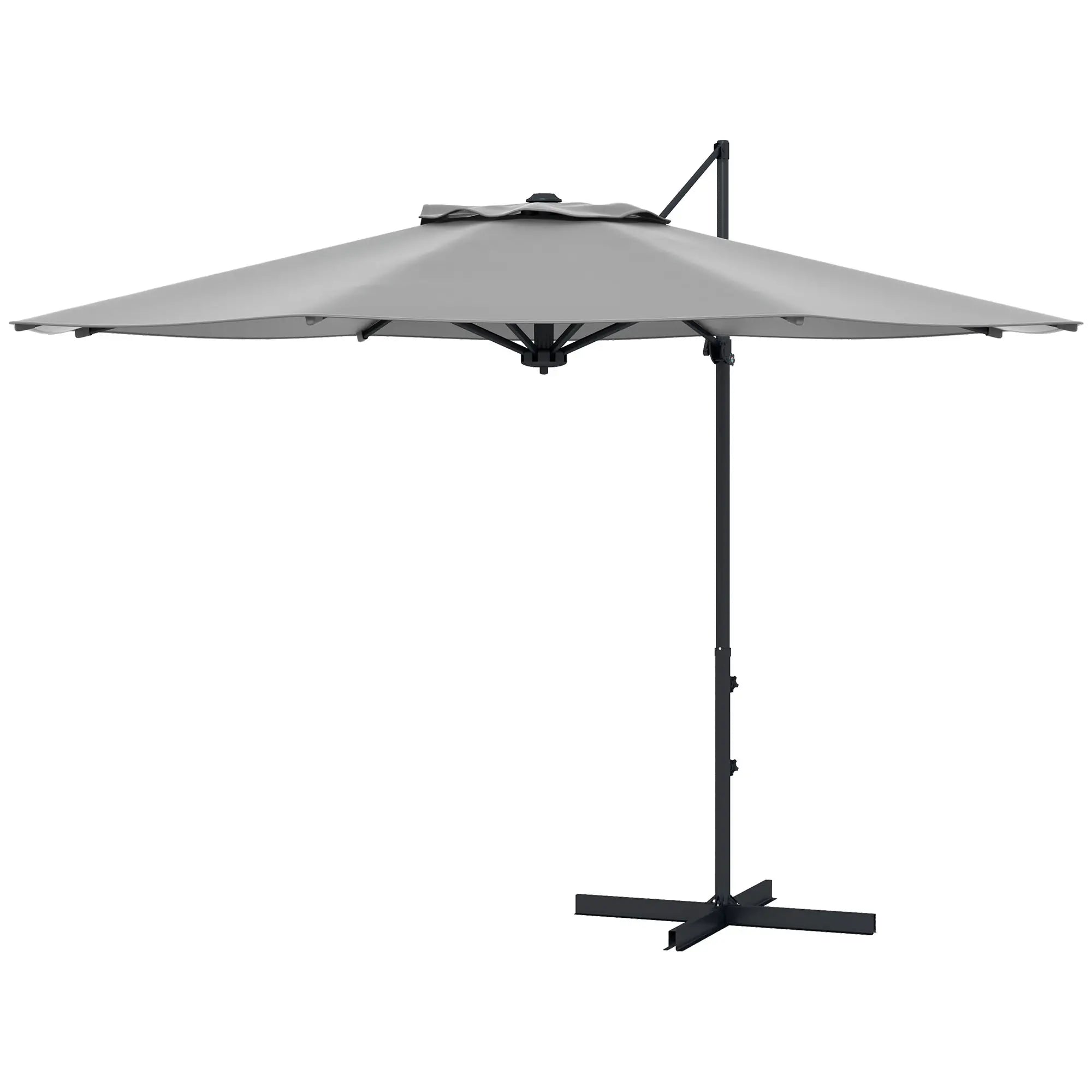 10 FT Cantilever Umbrella, Aluminum, 360° Rotation, Crank, Tilt, Grey Cantilever Umbrellas Charcaol Grey at Gallery Canada