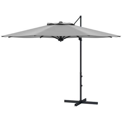 10 FT Cantilever Umbrella, Aluminum, 360° Rotation, Crank, Tilt, Grey Cantilever Umbrellas Charcaol Grey at Gallery Canada