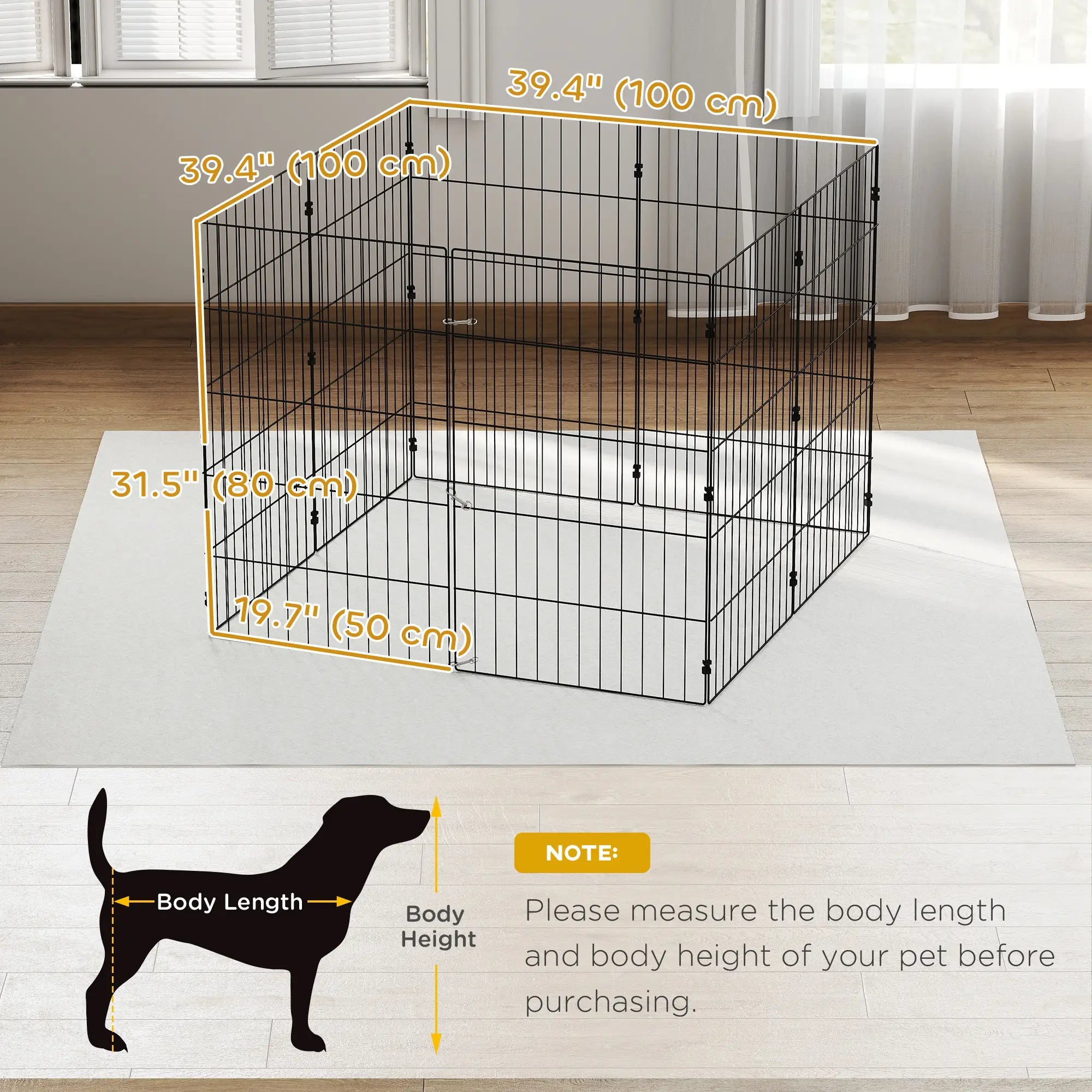 Foldable Metal Dog Playpen, Expandable Pet Fence, 20