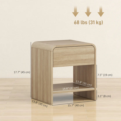 Modern Nightstand Set Of 2, Natural Wood, With Drawer And Open Shelf Bedside Tables at Gallery Canada