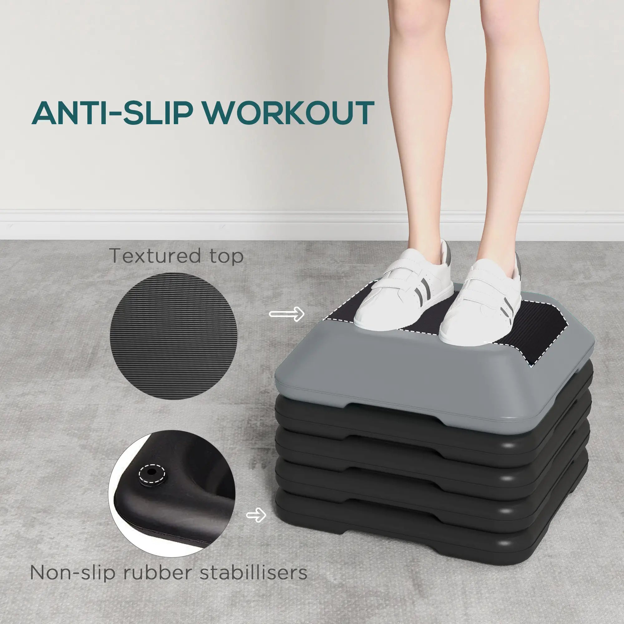 5-Level Adjustable Stepper, Aerobic Step Platform, 4