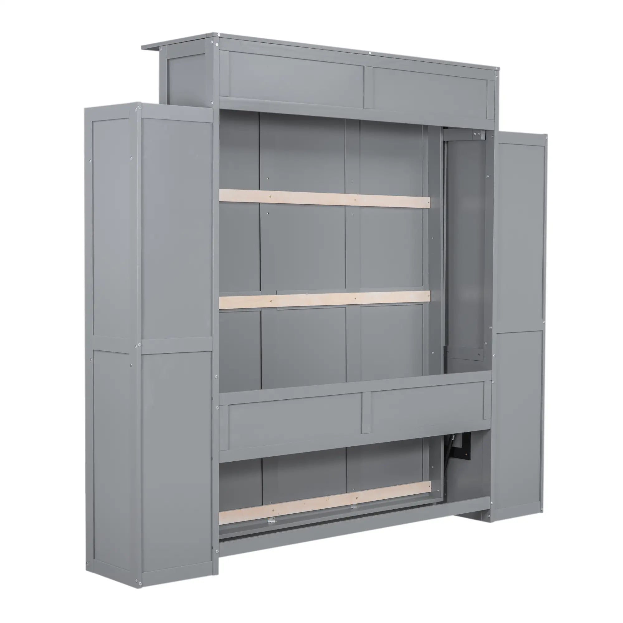 Murphy Bed with Shelves, LED Lights, 97.5