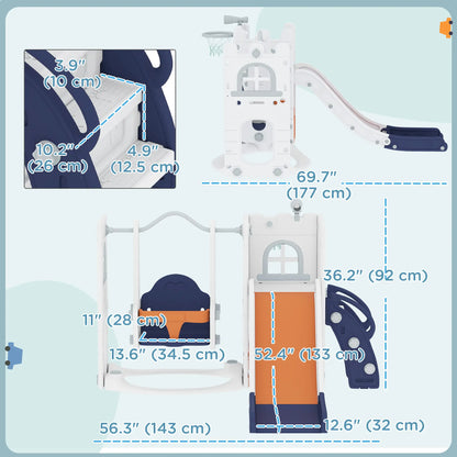 6-In-1 Baby Swing Playset, Indoor Slide Swing Set, Orange Gym Sets & Swings at Gallery Canada