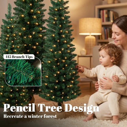 Pencil Christmas Trees Set Of 3, Pre-Lit, Green, Green Pencil Christmas Trees at Gallery Canada