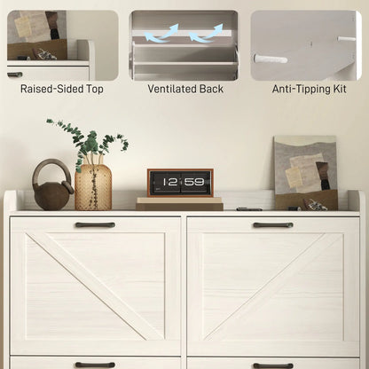 Narrow Shoe Storage Cabinet, 4 Flip Drawers, Adjustable Shelves, 16 Pair, White Oak Shoe Storage Cabinets & Racks at Gallery Canada