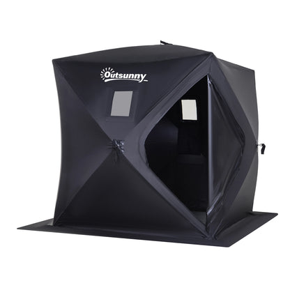 2 Person Ice Fishing Tent, Shelter with Carry Bag, Black Ice Fishing Tents Black at Gallery Canada