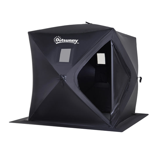 2 Person Ice Fishing Tent, Shelter with Carry Bag, Black Ice Fishing Tents Black at Gallery Canada