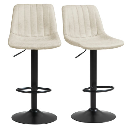 Adjustable Swivel Bar Stools, Set of 2, Leathaire Upholstery Bar Stools Cream at Gallery Canada