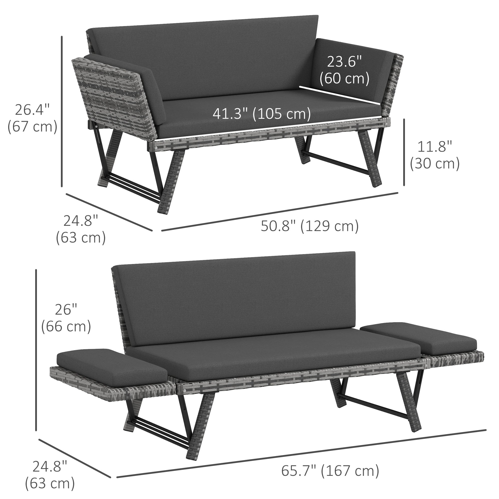 Convertible Wicker Loveseat, Grey Patio Chaise Lounge, Grey Patio Furniture Sets at Gallery Canada