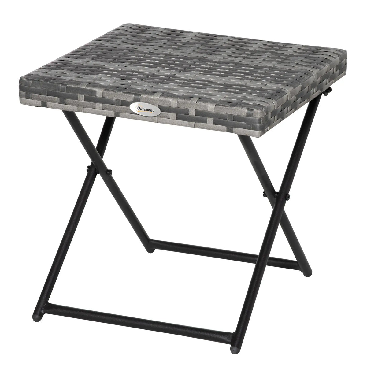Rattan Coffee Table, Folding Outdoor Side Table, 15.75"x15.75"x15.75", Grey Coffee Tables at Gallery Canada