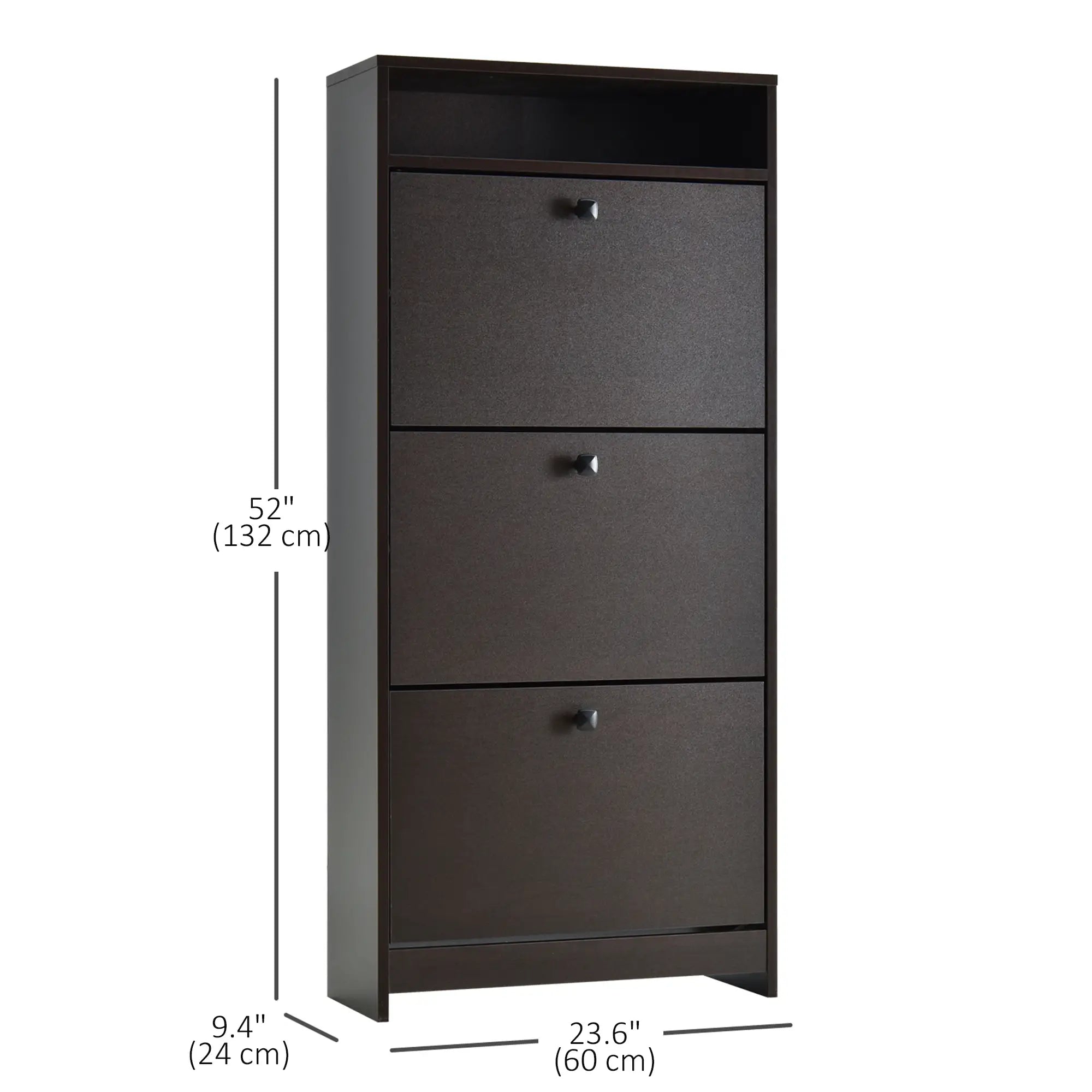 Slim Shoe Storage, 3 Flip Drawers, Adjustable Shelves, 9 Pair, Coffee Shoe Storage Cabinets & Racks at Gallery Canada