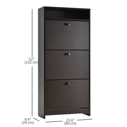 Slim Shoe Storage, 3 Flip Drawers, Adjustable Shelves, 9 Pair, Coffee Shoe Storage Cabinets & Racks at Gallery Canada