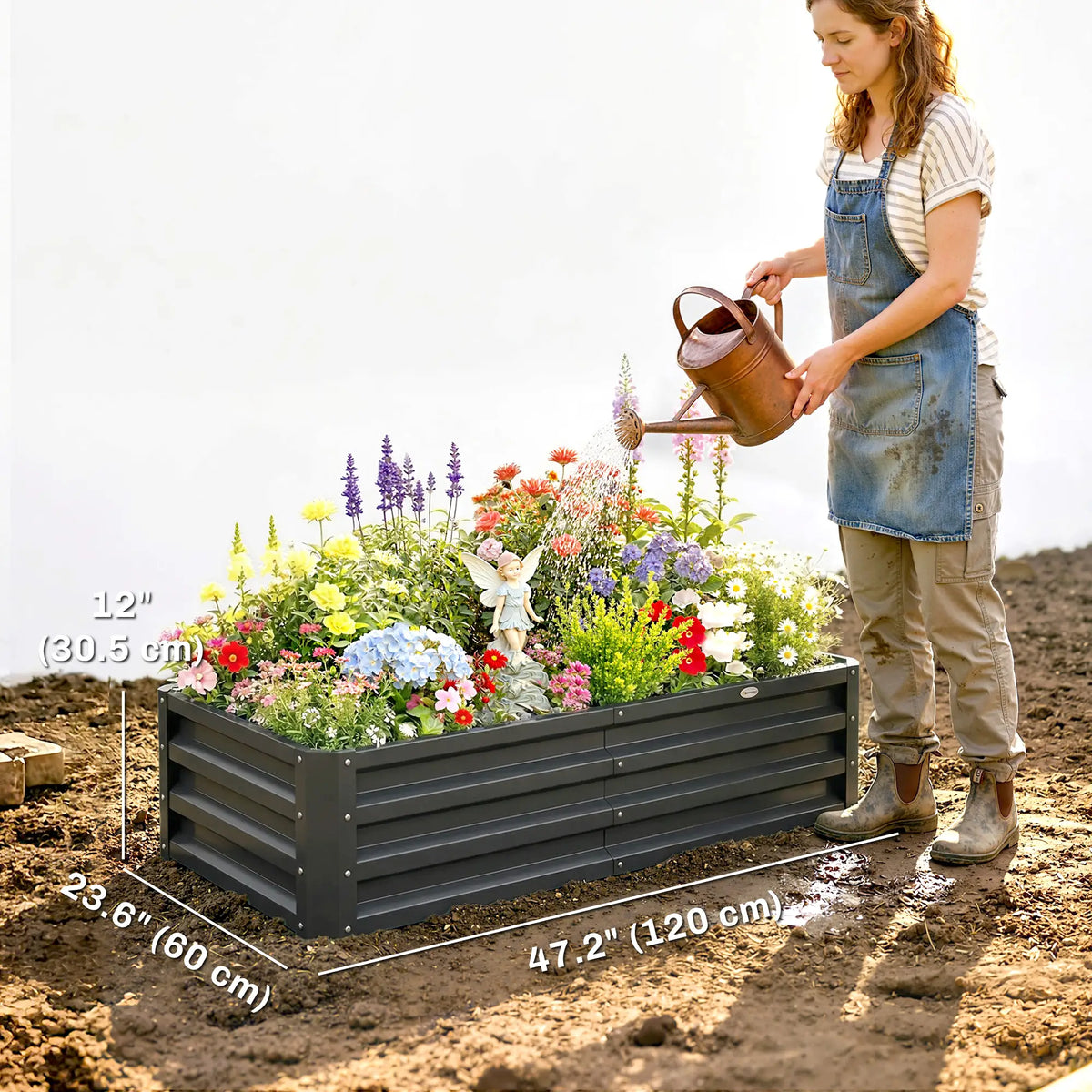4' x 2' x 1' Galvanized Raised Garden Bed, Set of 2, Grey Galvanized Planter Boxes at Gallery Canada