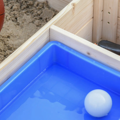 Kids Wooden Sandbox with Foldable Bench, 2 Plastic Boxes, Liner Sandboxes & Accessories at Gallery Canada
