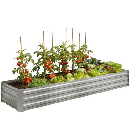 8'x2'x1' Galvanized Raised Bed, Elevated Planter Box, Silver