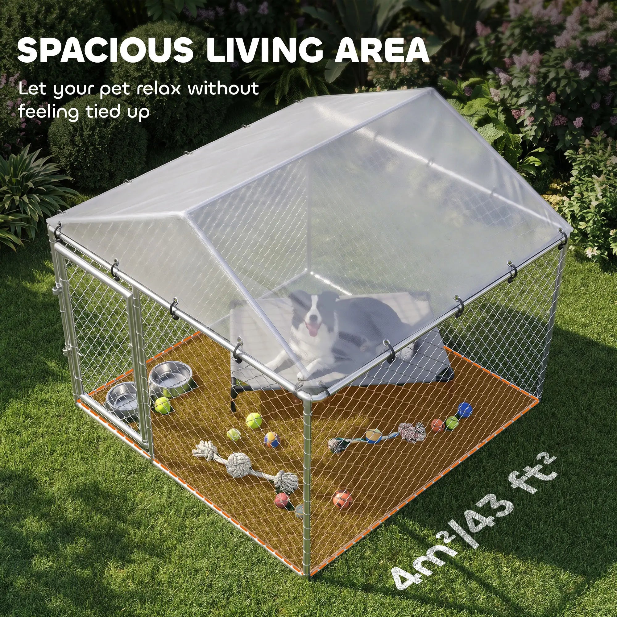 6.6' x 6.6' x 4.9' Outdoor Dog Kennel Galvanized Steel, Silver Dog Kennels at Gallery Canada