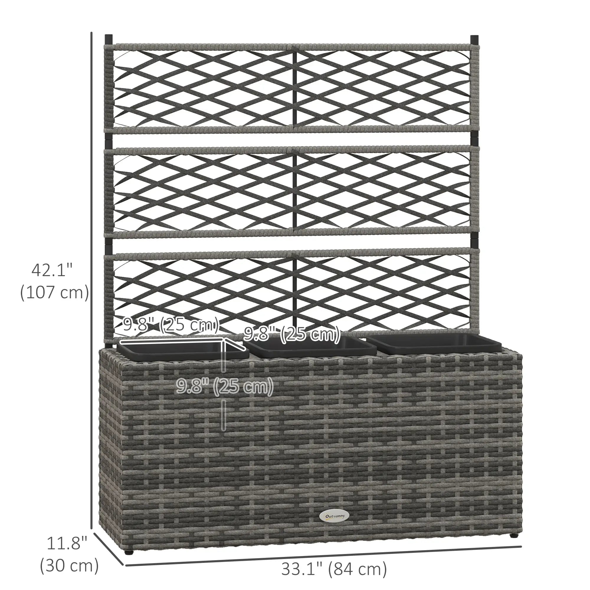 Wicker Raised Garden Bed With Trellis, 42