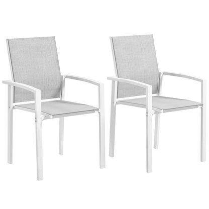 Stackable Patio Dining Chairs, Set of 2, Light Grey Patio Chairs White, Light Grey at Gallery Canada
