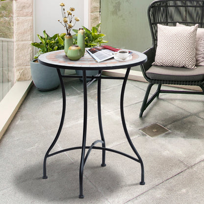 "23.5" Mosaic Round Patio Side Table, Metal Outdoor Coffee Table" Patio Side Tables at Gallery Canada