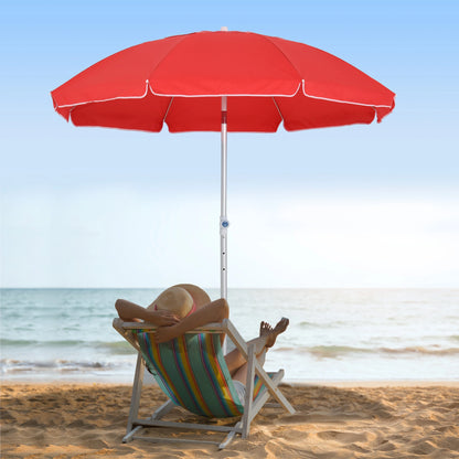 6.4ft Beach Umbrella, Aluminum Pole, Adjustable Tilt, Carry Bag, Red Beach Umbrellas at Gallery Canada