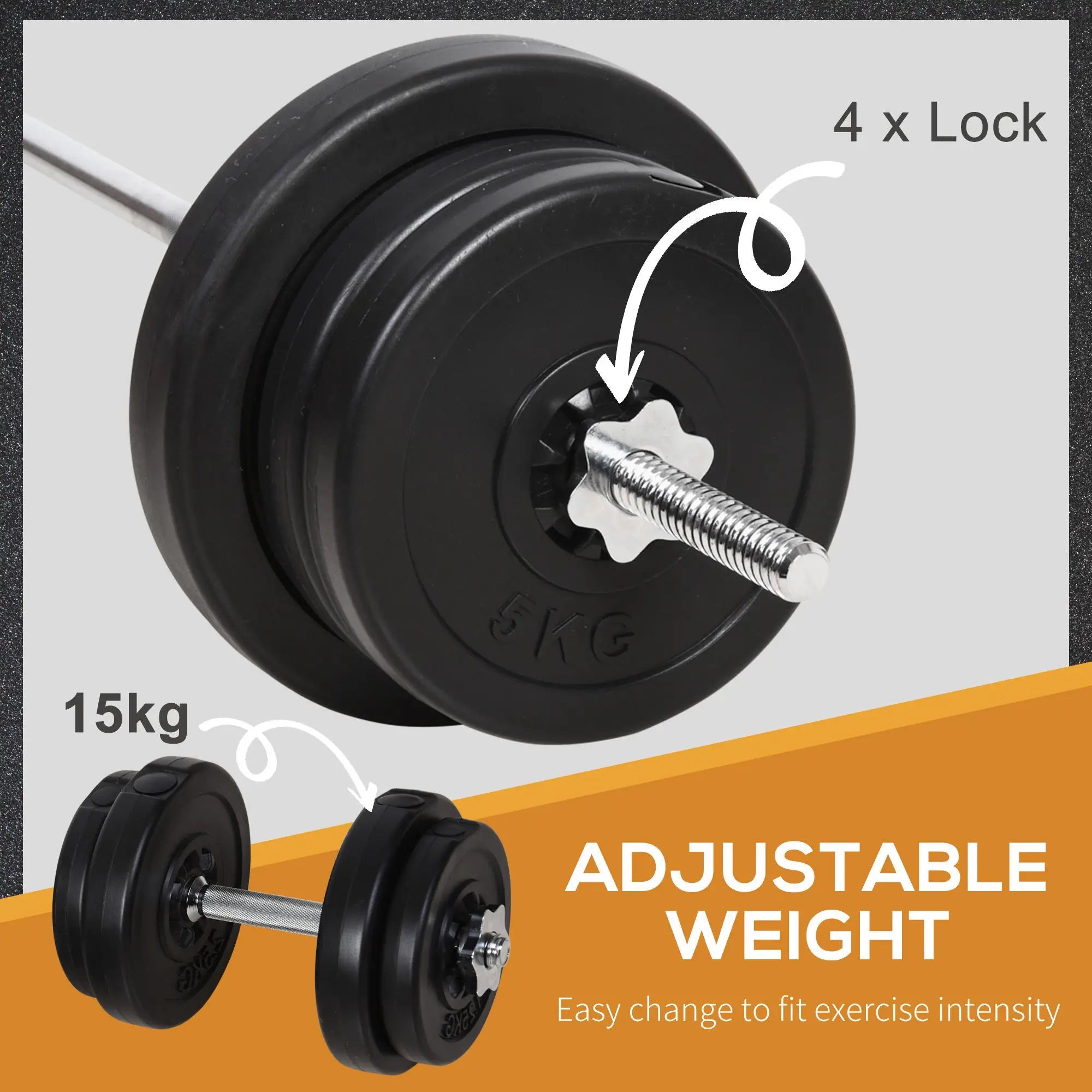 145lbs Adjustable Dumbbell, Barbell Set, Plate Bar Clamp Rod Dumbbells & Barbells at Gallery Canada