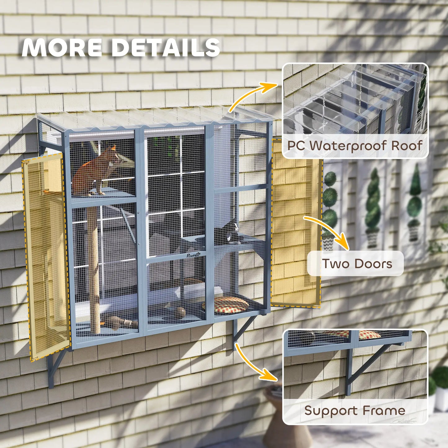 Wooden Catio Outdoor Enclosure, Large Size, Grey Outdoor Cat Enclosures at Gallery Canada