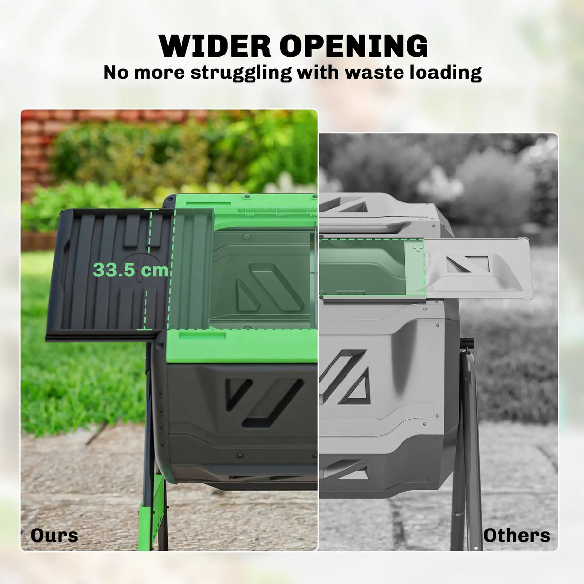 53 Gal Dual Chamber Tumbling Composter, Adjustable Vents, BPA Free, Green