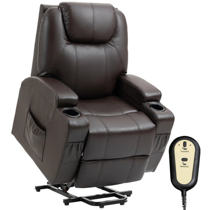 Power Lift Recliner Chair, PU Leather, Remote Control, Brown Electric Power Lift Chairs Brown at Gallery Canada