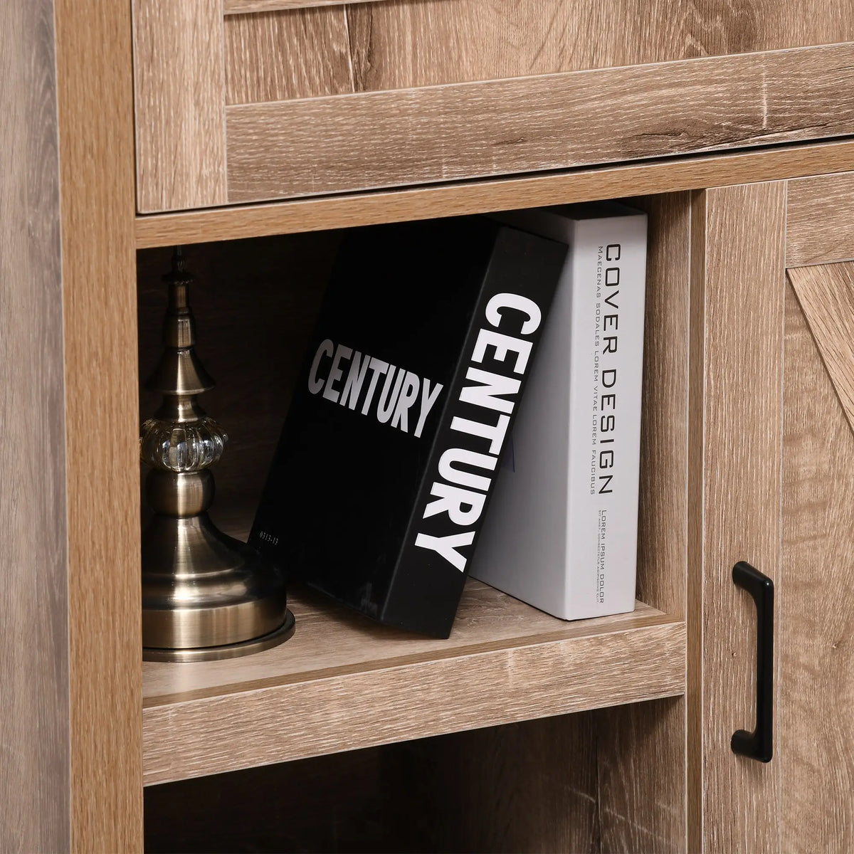 Rustic Barn Door Storage Cabinet, Modern Farmhouse Buffet Sideboard, Light Oak Bar Cabinets at Gallery Canada