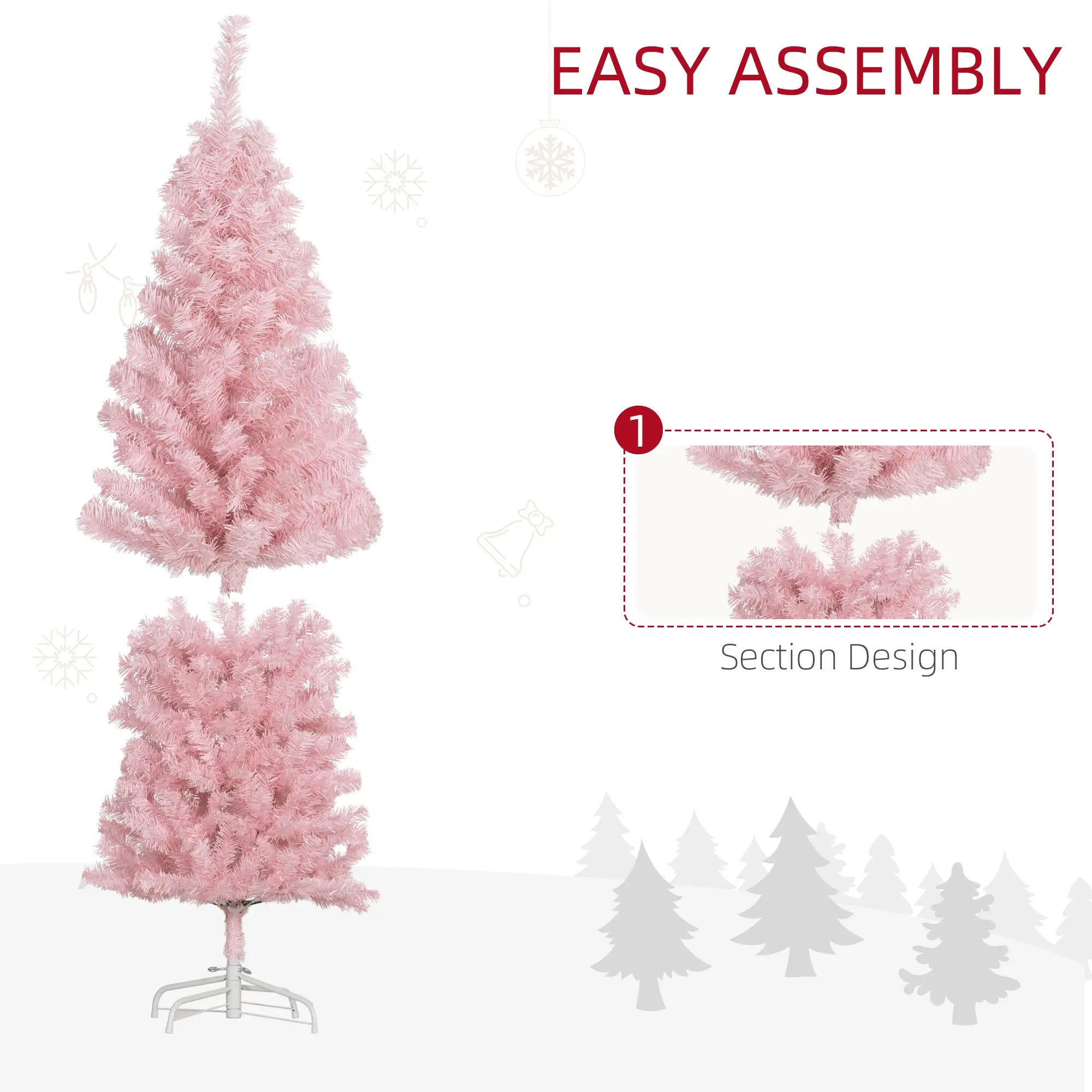5FT Pencil Christmas Tree, Artificial, Automatic Open, Pink Pencil Christmas Trees at Gallery Canada