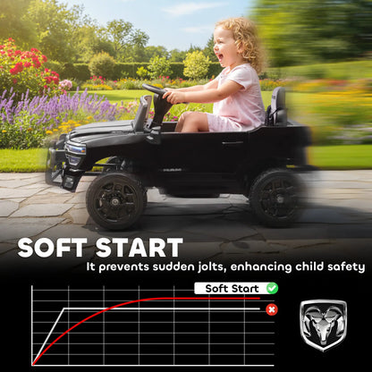 12V Ride On Car, Dodge RAM 3500, Remote Control, Suspension, Black Electric Toy Cars at Gallery Canada