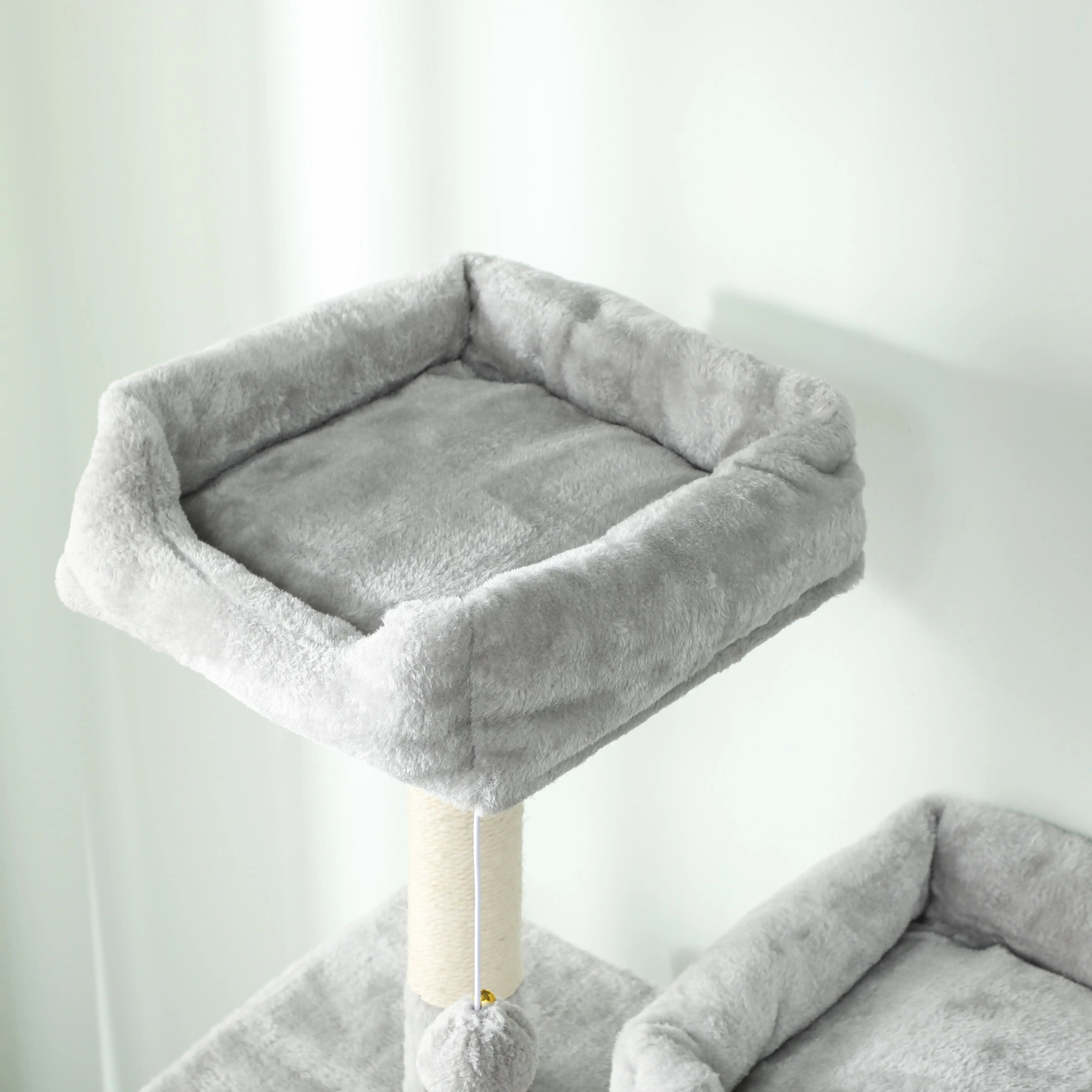 Cat Tree, 70 Inch Multi-Level Tower with Condos, Beds, Hammock, Light Grey Cat Towers at Gallery Canada