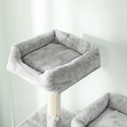 Cat Tree, 70 Inch Multi-Level Tower with Condos, Beds, Hammock, Light Grey Cat Towers at Gallery Canada