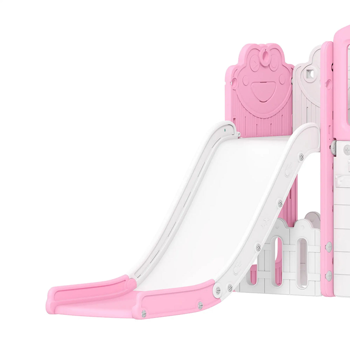 7 In 1 Toddler Slide With Basketball Hoop, Climbing Frame, Telescope, Drawing Board, Storage Box, Pink Gym Sets & Swings at Gallery Canada