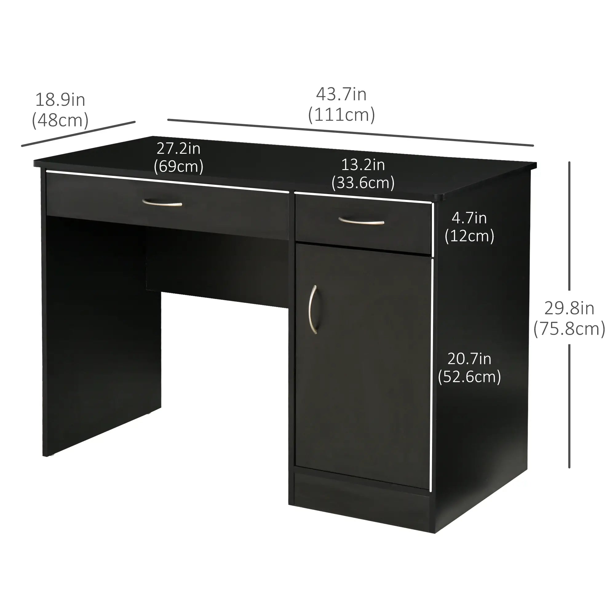 Computer Desk With Storage Drawers, Black Writing Desks at Gallery Canada