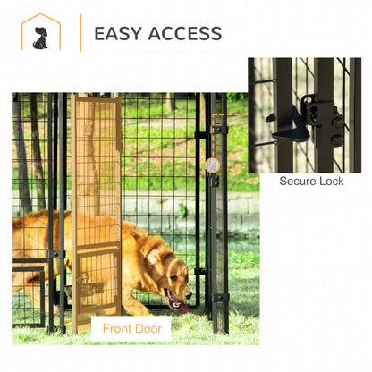 Large Steel Dog Kennel, 4.6ft x 4.6ft x 5ft, Lockable Playpen, UV-Resistant Canopy Houses, Kennels & Pens at Gallery Canada