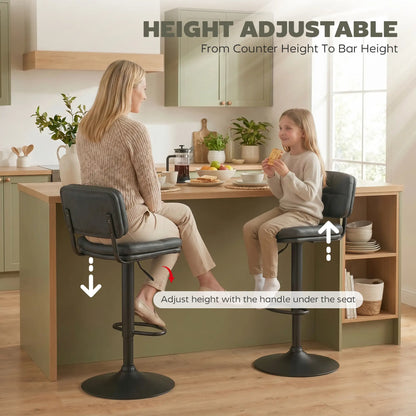 Bar Stools Set of 2, Swivel, Adjustable Height, PU Leather, PU Leather Bar Stools at Gallery Canada
