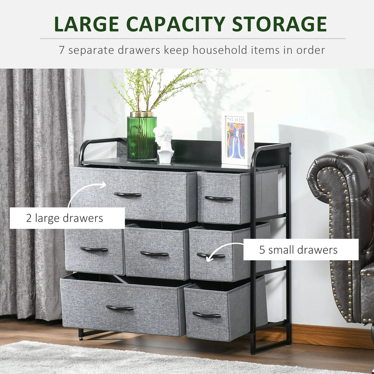 7-Bin Dresser Storage Tower, Fabric Bins with Metal Frame Storage Cabinets at Gallery Canada