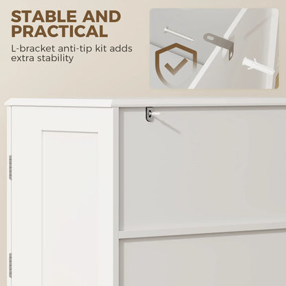 47" Tall Farmhouse Pantry Cabinet, 6 Door Racks, 2 Drawers, White Kitchen Pantry Cabinets at Gallery Canada