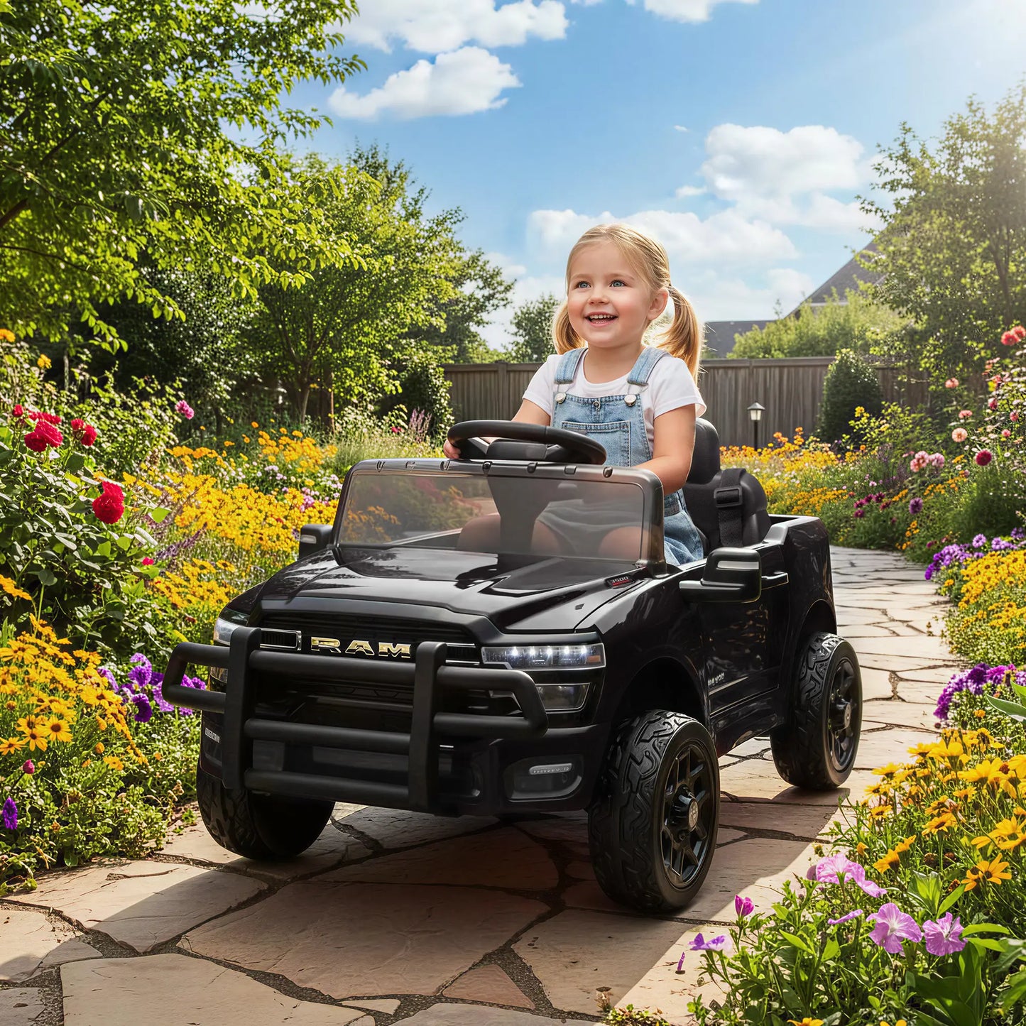 12V Ride On Car, Dodge RAM 3500, Remote Control, Suspension, Black Electric Toy Cars at Gallery Canada