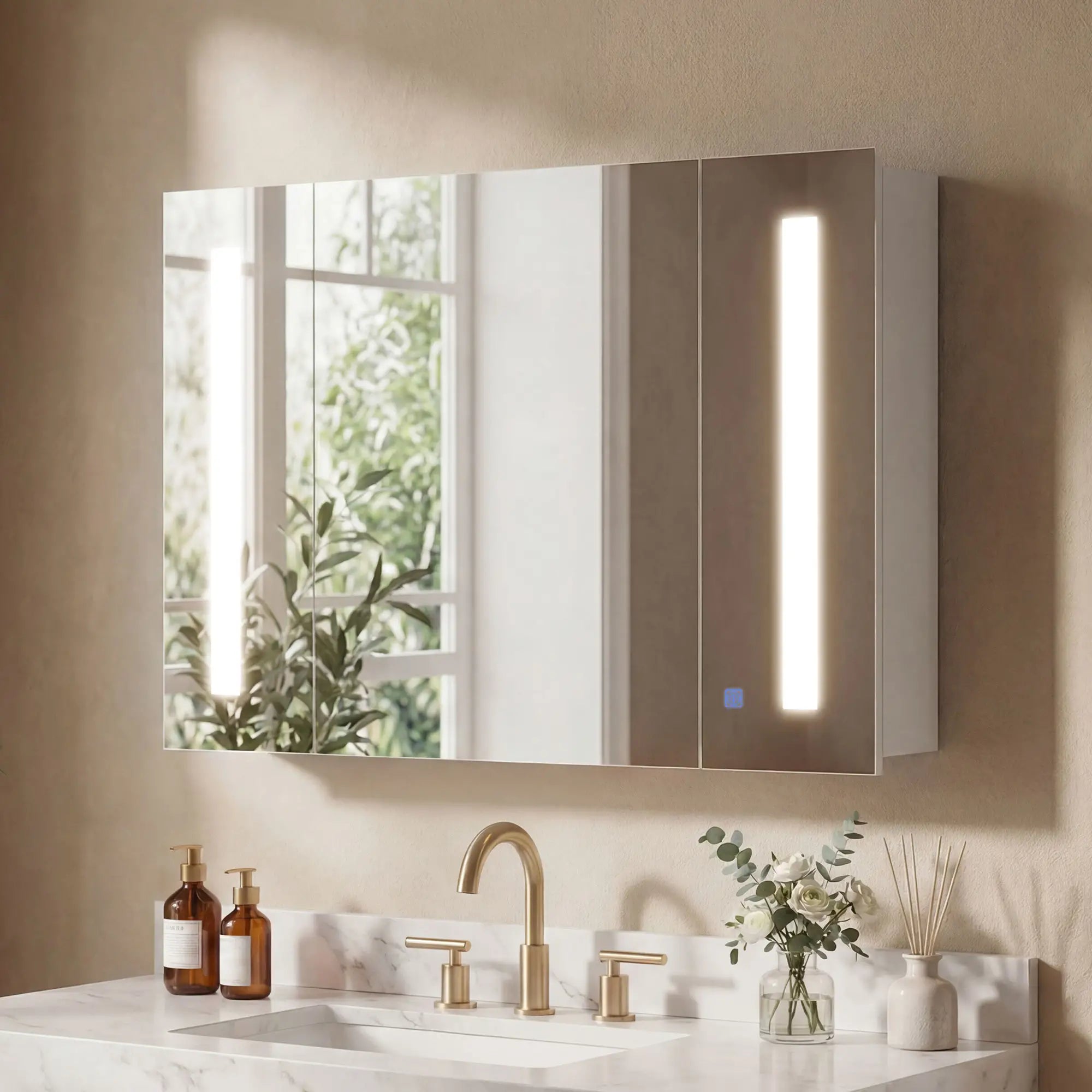 Medicine Cabinet With Mirror, Wall Mounted, Adjustable Shelf, USB Charge, High Gloss White, White Mirror Medicine Cabinets at Gallery Canada