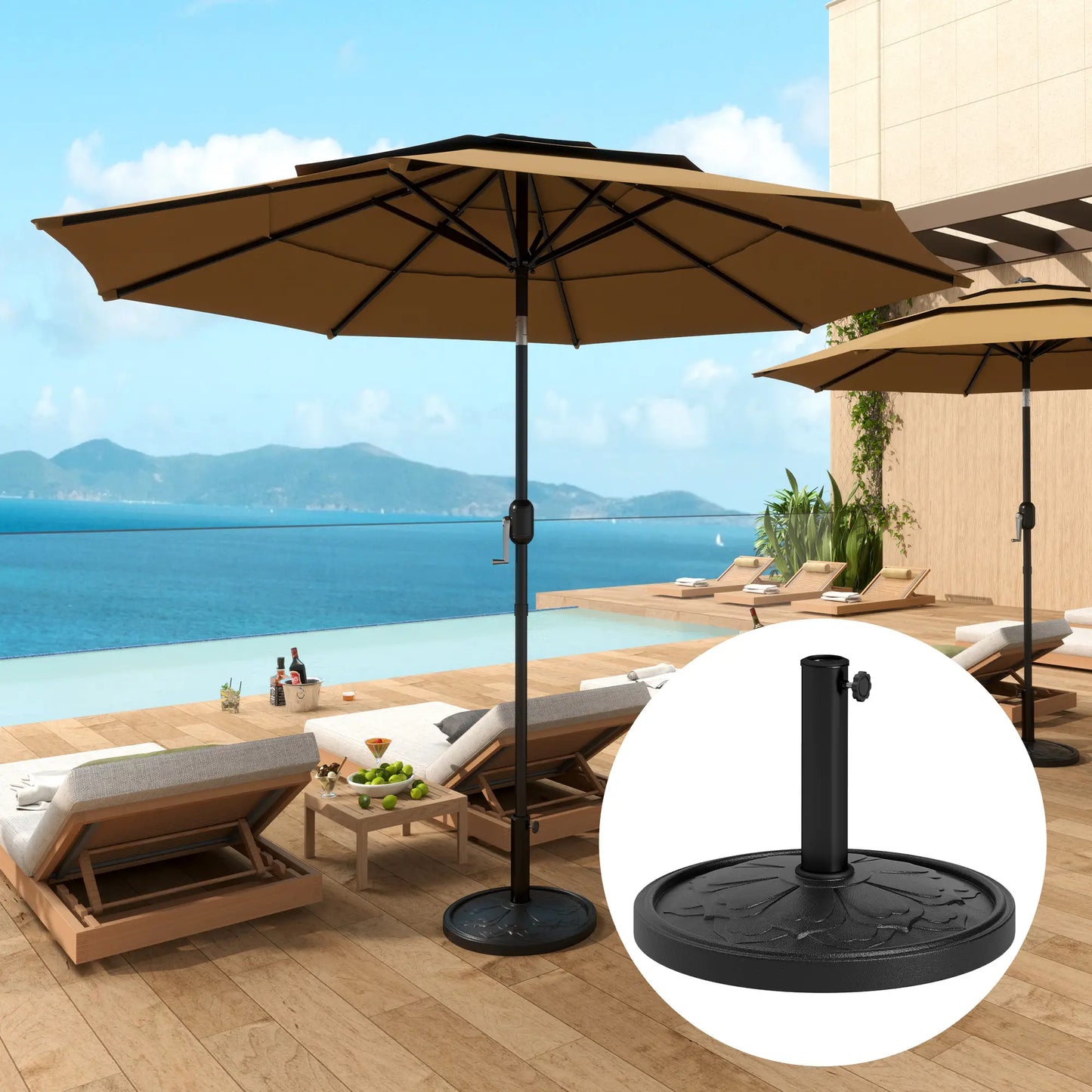 26 lbs Resin Round Patio Umbrella Base, Outdoor Stand For Lawn, Poolside Umbrella Bases at Gallery Canada