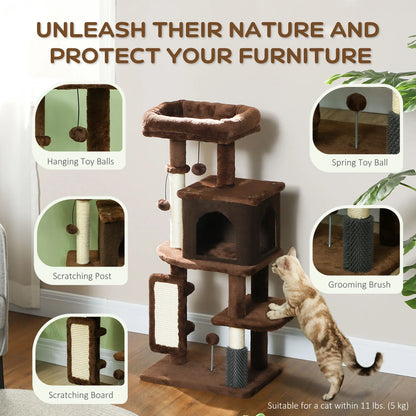 41" Cat Tree with Scratching Posts, Bed, Condo & Toys Multi-Level Cat Towers at Gallery Canada