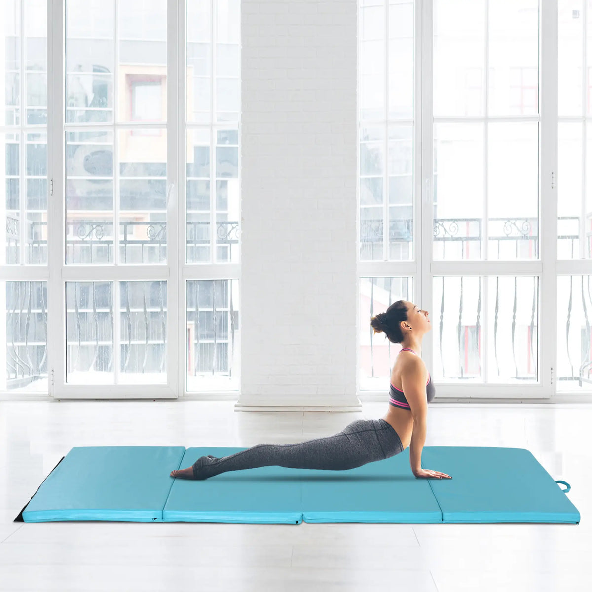 4'x8'x2" Folding Gymnastics Mat, Exercise Mat For Yoga MMA, Light Blue Gymnastics Mats at Gallery Canada