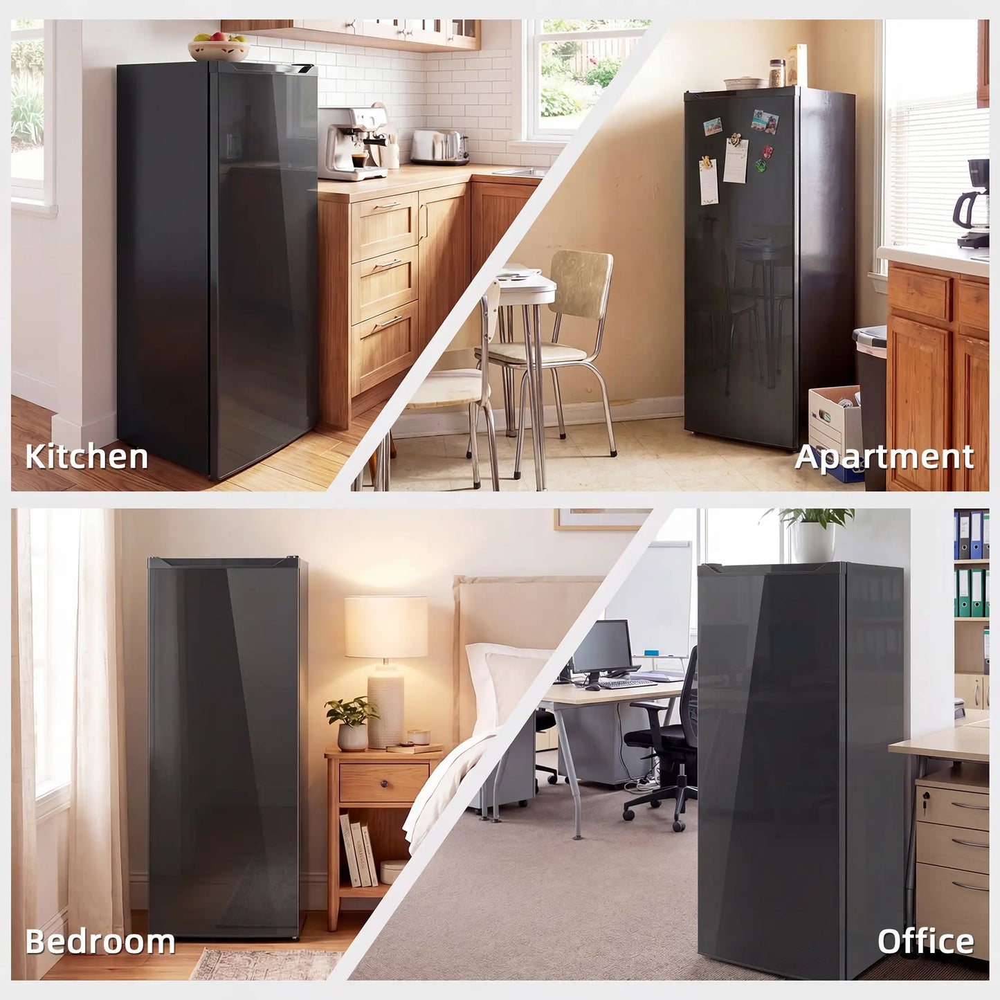 7.0 Cu.Ft Upright Freezer, 6 Adjustable Shelves, Reversible Door, Black Small Kitchen Appliances at Gallery Canada