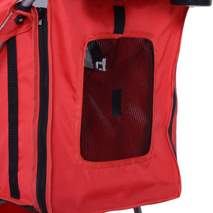 Foldable Pet Stroller, 4 Wheels, Cup Holder, Storage Basket, Red Dog Bike Trailers & Strollers at Gallery Canada